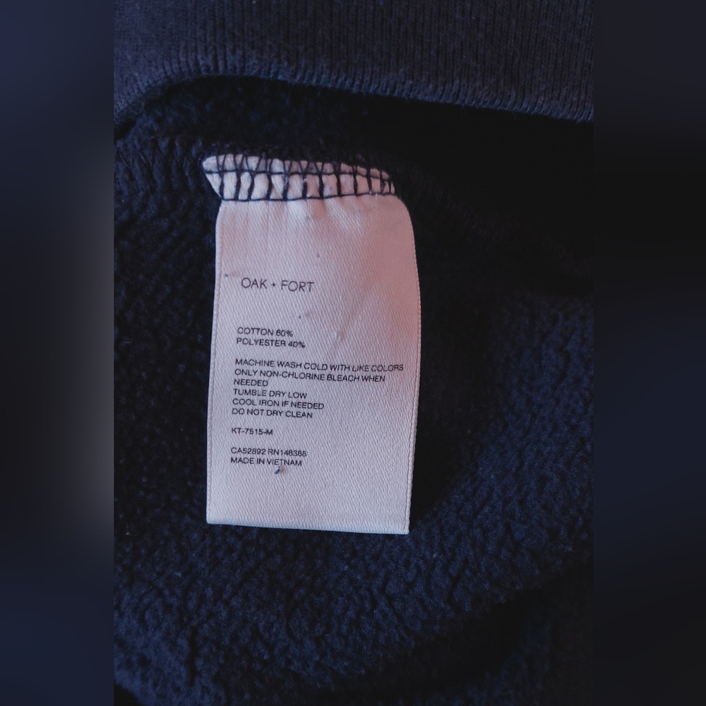 Oak + Fort Navy Varsity Graphic Sweatshirt Pullover Size Small Casual Sport Club - Picture 8 of 11
